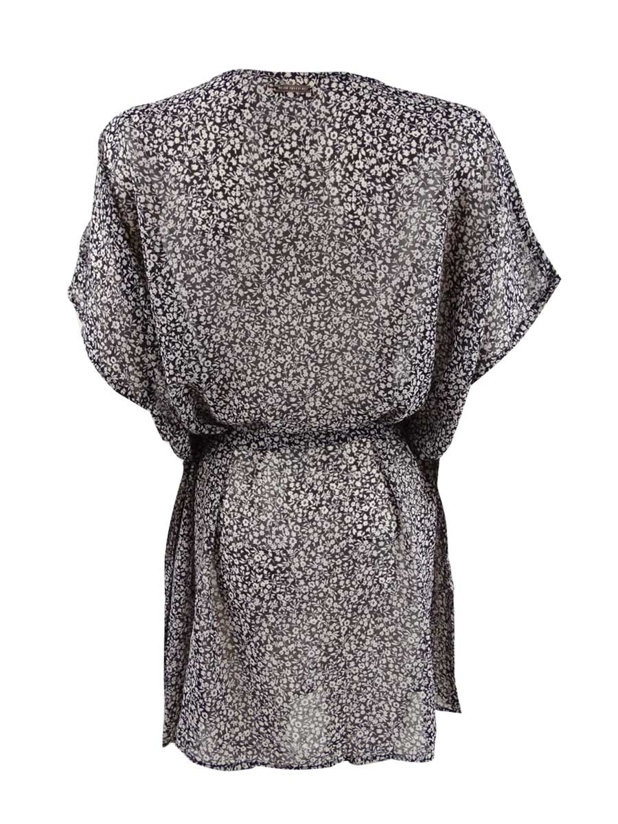 Caftan Kors (S, Belted Top Swim Cover-Up Michael Women's Black) Michael V-Neck