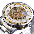 Gift Silver Gold White Movement Diamond Wrist Gear Skeleton Watch 1pc Luxury Men Exquisite Mechanical Business