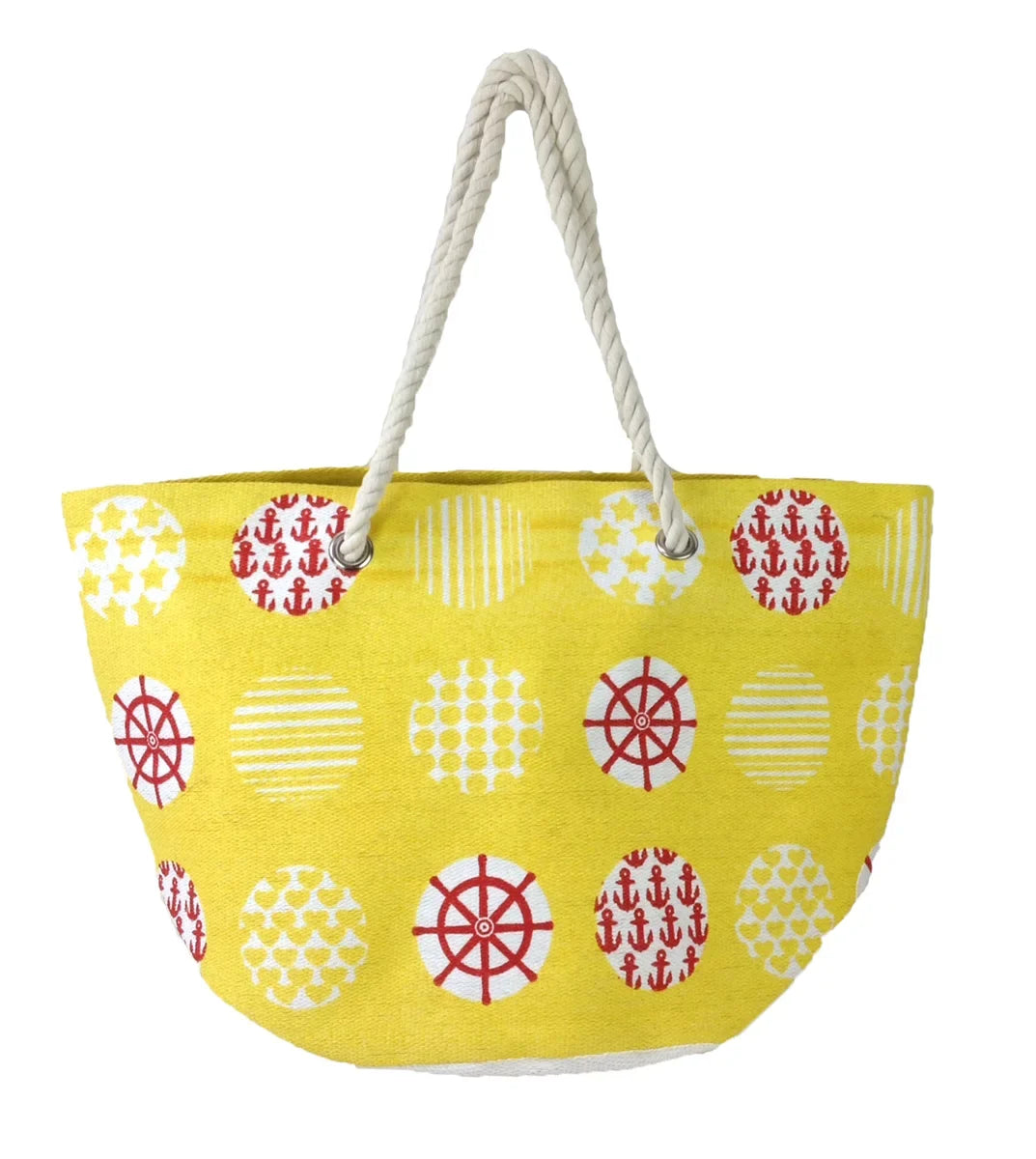 Yellow Tote, Print Magid Straw Sailor Nautical Paper