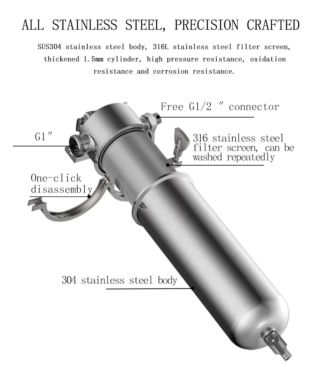 Front Stainless NPT Steel Whole 1 inch inch House TECHTONGDA 8000L/h for 304 liquid liquid Filter Purification 10 Housing Filter