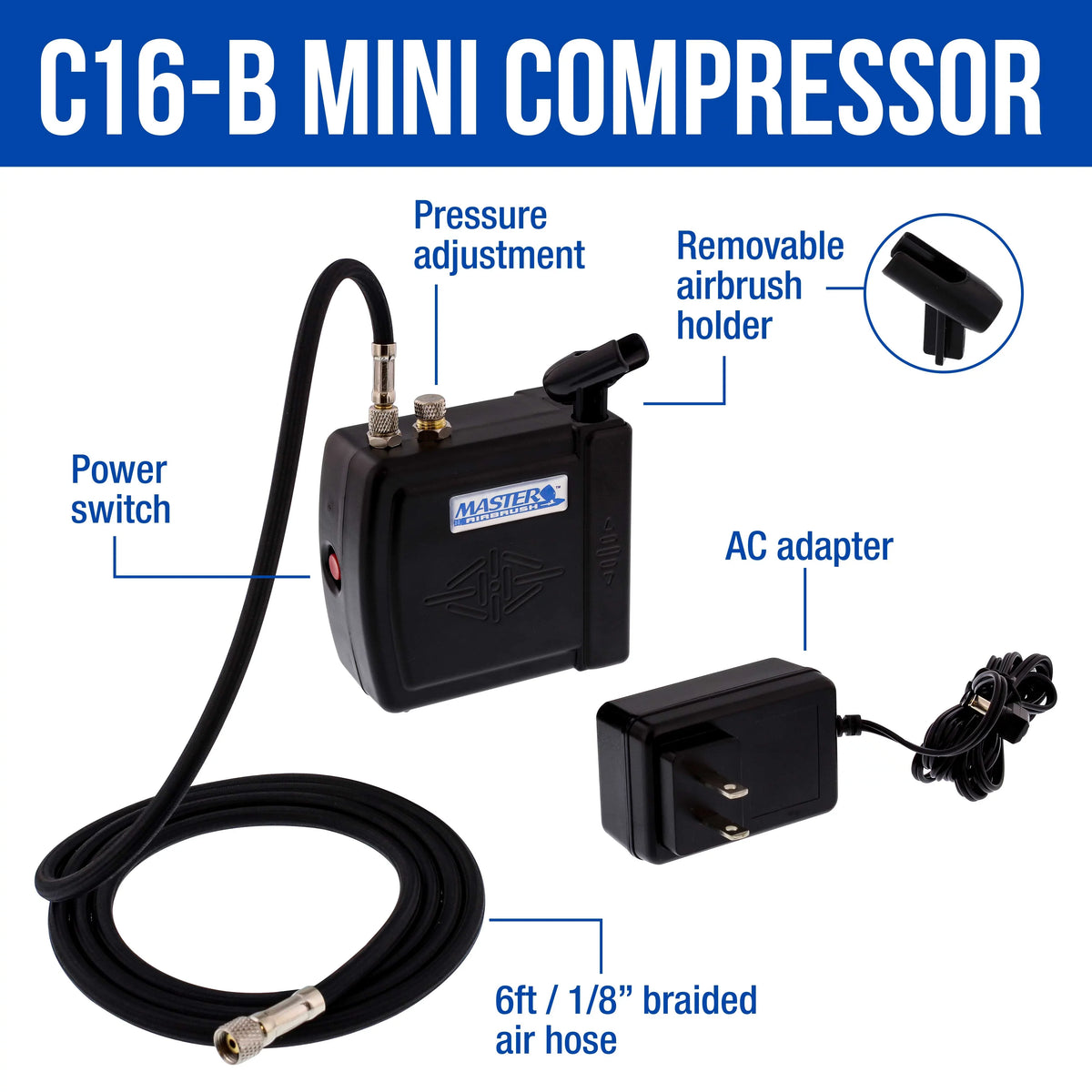 Airbrush Hobby Compressor Set & T Filter Air Shirt Kit Dual-Action Gravity Cake