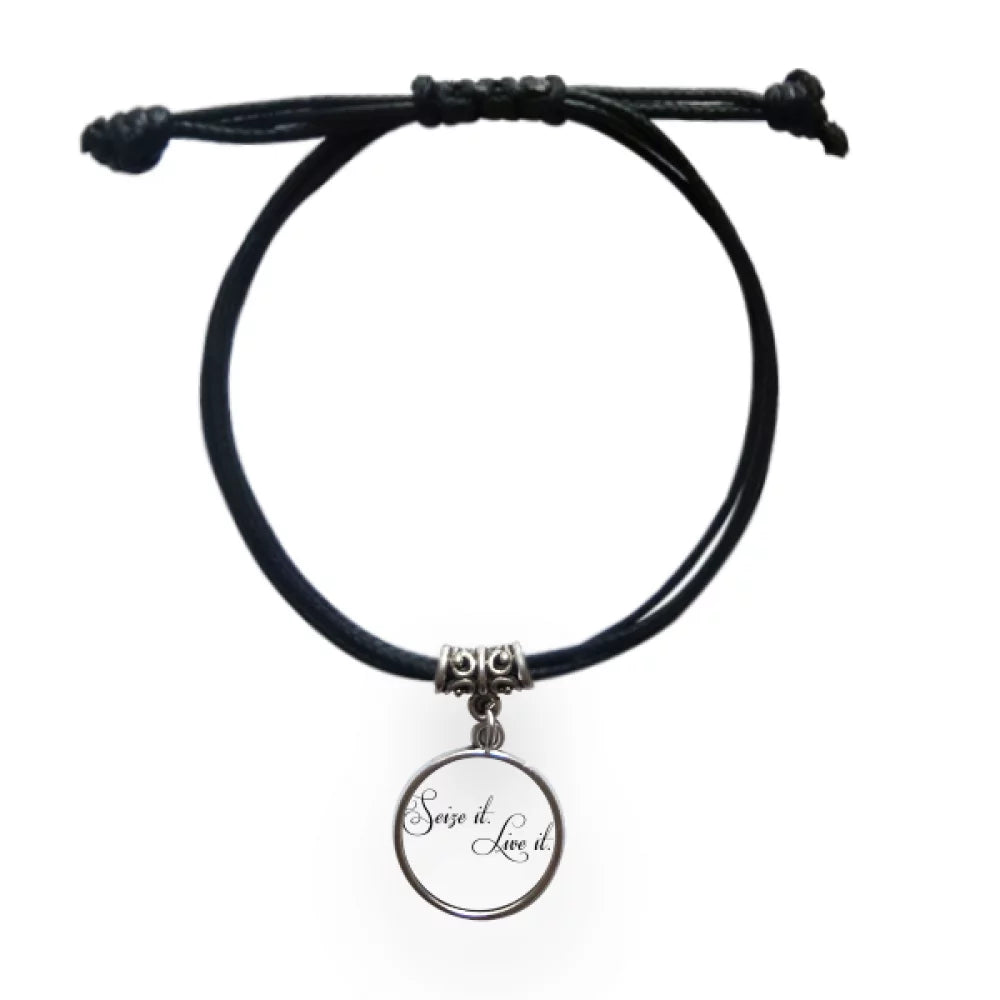 Rope Quote Black Poetry Live Seize Wristband Famous Leather It It Jewelry Bracelet