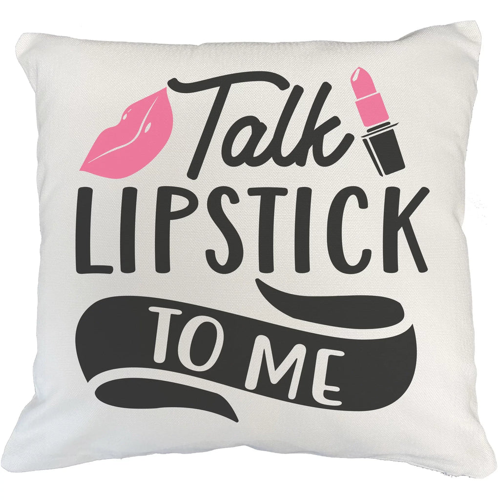 Lipstick White for Merch w/ Pillow Talk Artist Lips - Themed Pink to Cover, 18X18 Beauty or Me Cosmetologist, for Gift Makeup IN Lovers, Design Makeup