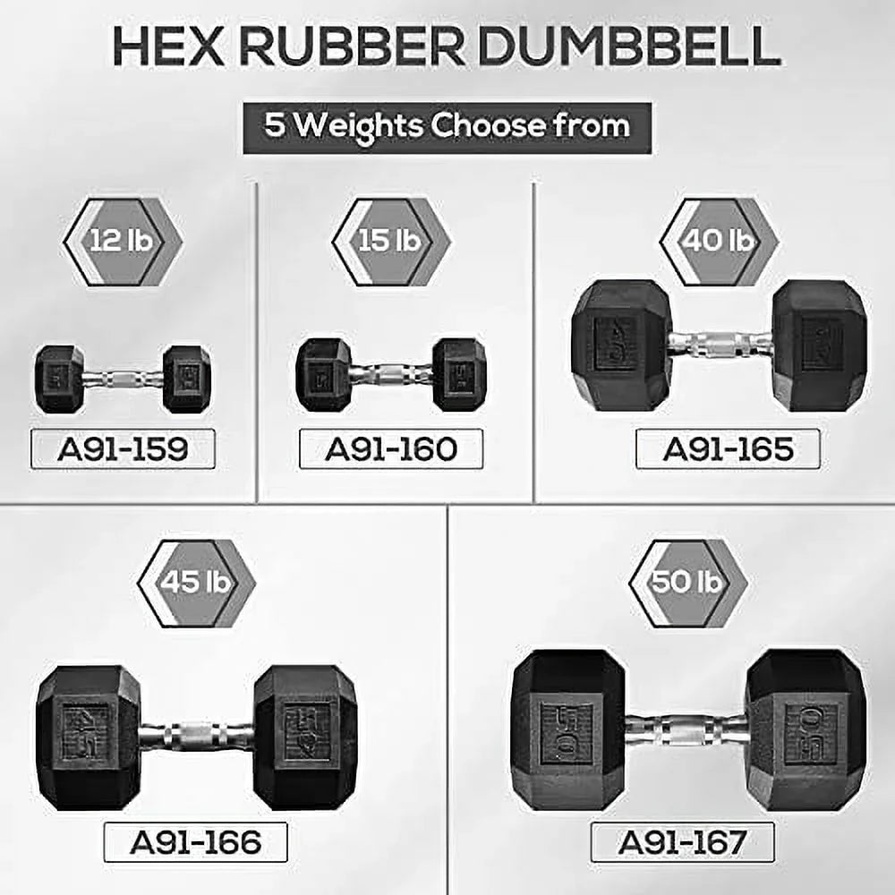 Dumbbells Soozier Handles, Home Gym Hand Hex Weights Anti-roll, 45lbs x Non-Slip Set, or 2 Men Women with for Rubber Workout,