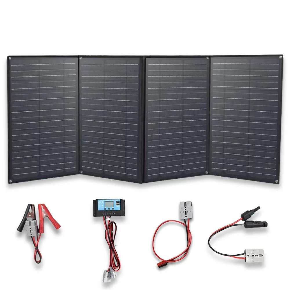 12 Hiking, watt Power Solar exterior Kit 4 Charge Generator 20A Black for Charger volt x Station XINPUGUANG Battery Controller Panel Leisure 200w Camping, Foldable Solar 12v 50