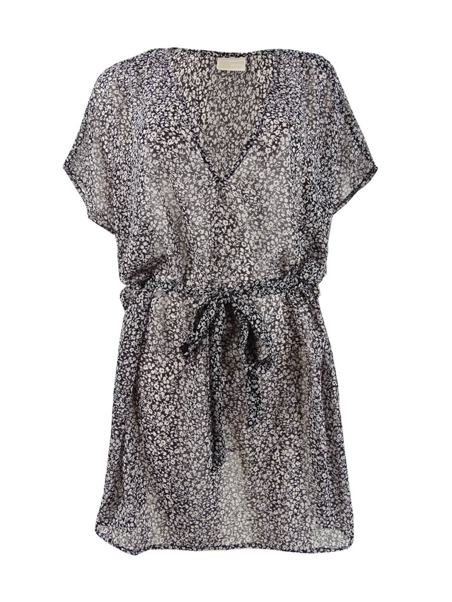 Caftan Kors (S, Belted Top Swim Cover-Up Michael Women's Black) Michael V-Neck