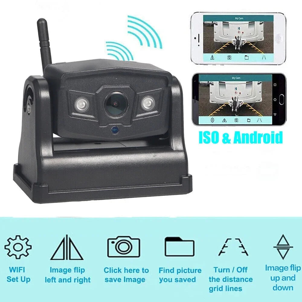 9600mAh View for Vehicle Camera, Ideal Battery, Wireless Magnetic Front/Rear Backup JLLOM WiFi