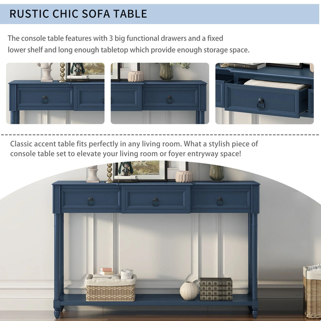 Table SKU: Drawers for Drawers Projecting Table and (Antique Shelf Entryway OLD Long WF189574AAM) Console with Navy, Sofa with