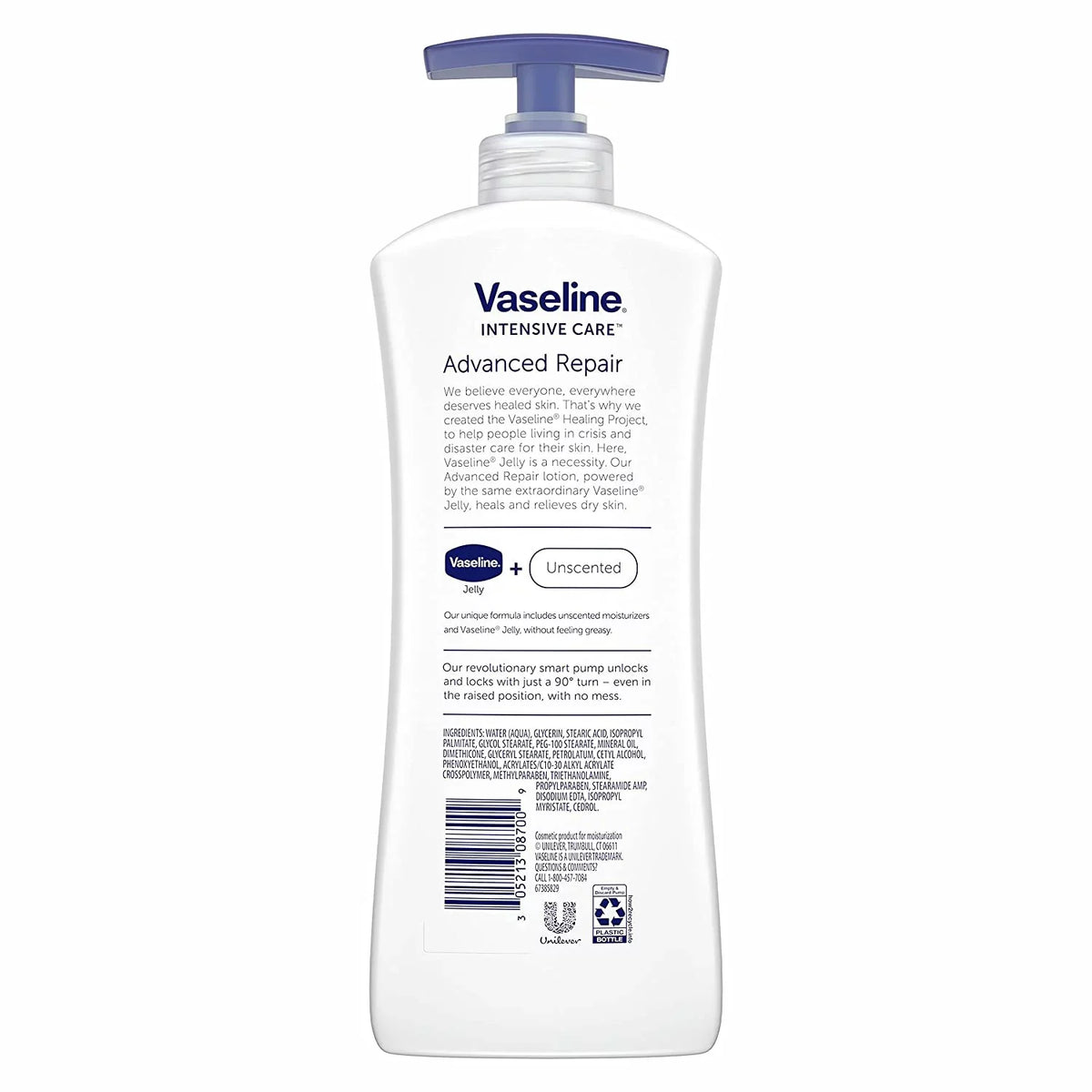 oz 20.3 Advanced Pack Intensive Unscented 3 Healing Lotion, Repair Care Moisture - Vaseline
