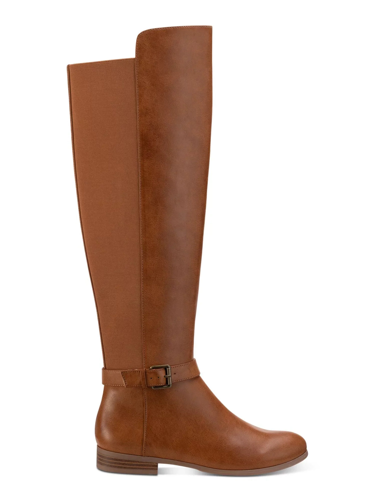 Heel Riding Toe Cushioned Media Womens M Boot Buckled Strap Block Tan Goring & COMPANY Round Brown Mixed design Zip-Up Kimmball 9