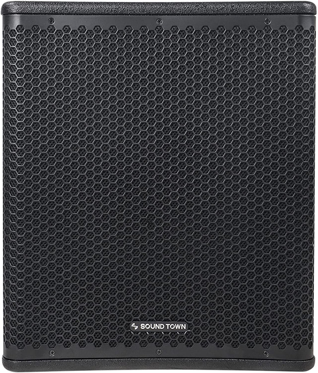 Black Class-D (OBERON-15SPW) Voice Magnet, PA/DJ 1400W 15" DSP Selectable oz Town 4" OBERON Coil, Sound Amplifier, 100 Subwoofer Birch Output Series LPF and Powered with Plywood, Modes,