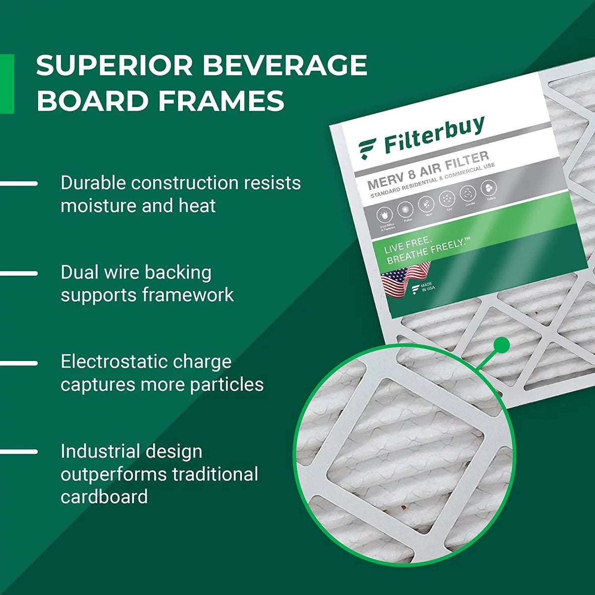 Furnace HVAC Air MERV Filterbuy Pleated AC (5-Pack) 8 Filters 8x30x1