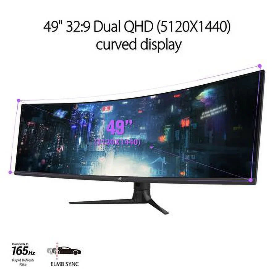 1440), 90% Motion Input USB-C, Switch x Strix Dual Extreme Ultra-wide (XG49WCR) Sync, KVM 32:9 (5120 ASUS Monitor - HDR DCI-P3, QHD Gaming ROG Low DisplayHDR400, 49" Curved 165Hz, Blur RJ45, Dual
