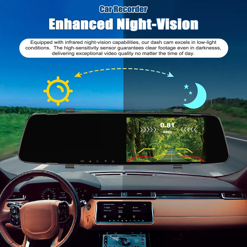 1080P Camera,Reco Dash Rear Support DVR Dual Rear 4.3 Dash Nebublu Apexeon Camera Camera Radars Cam Reverse Inch Screen Dash