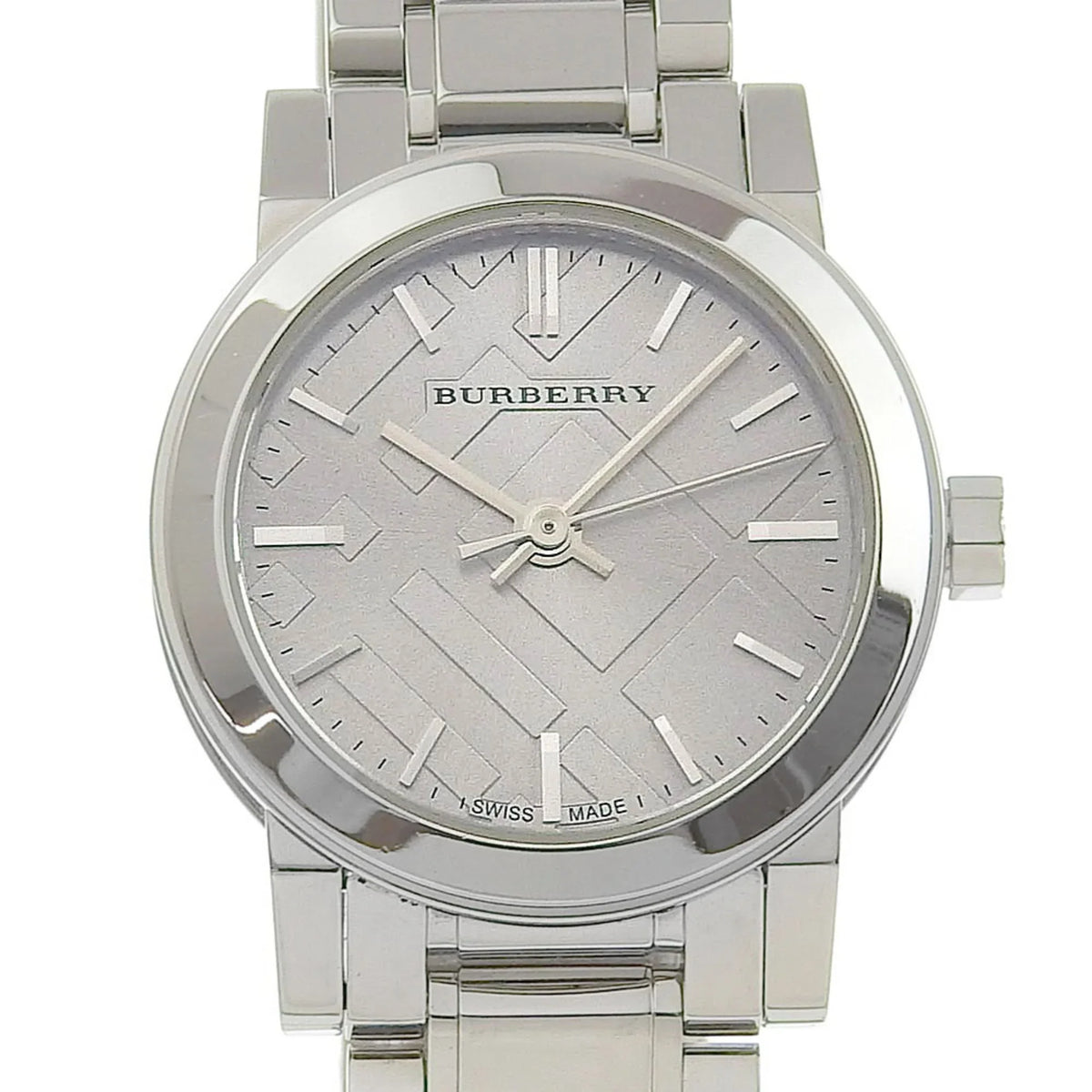 Quartz Silver (Good) Watch Stainless Steel Dial Analog Burberry BU9229 Ladies Display Pre-Owned