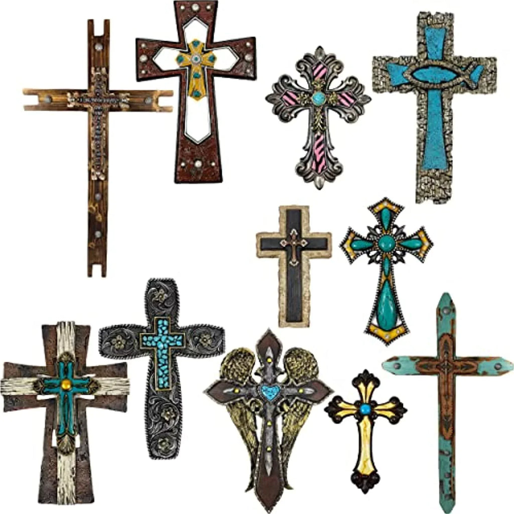 Western Flag Wall Home Inch Cross Cross Office Decor Urbalabs Distressed Texas Bless Decoration Wall and Room 11.5 Cowboy Boot Rustic Church Bluebonnets Country Hanging God Wall
