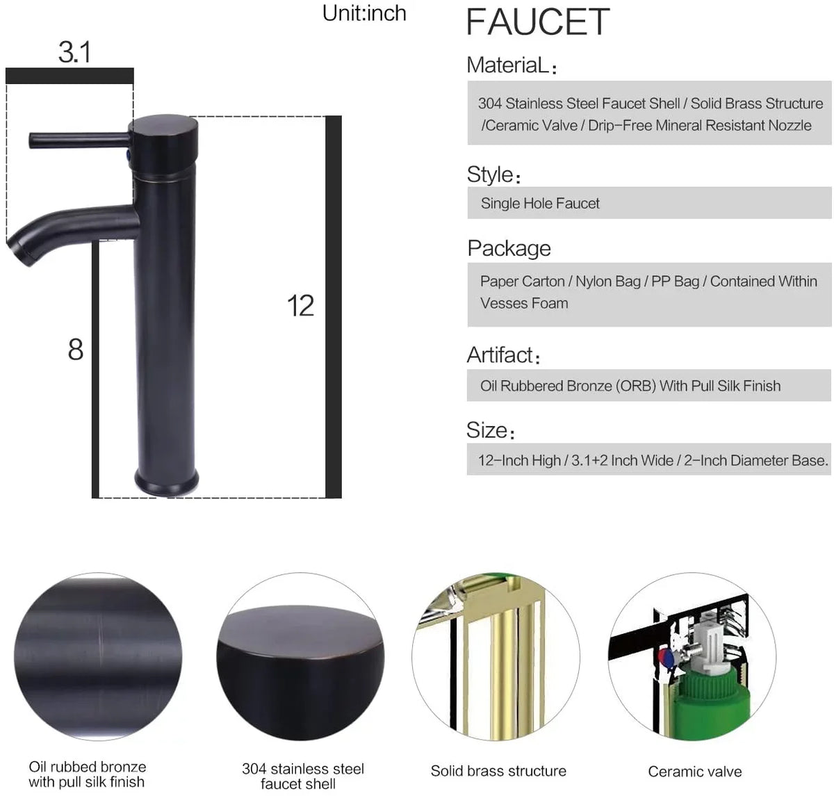 Pipe and Sink Washing Bowl Porcelain Ceramic Sink Faucet Vessel Chrome Lavatory Countertop liquid with Artistic Drain Set Basin Cabinet Pop-up PULUOMIS