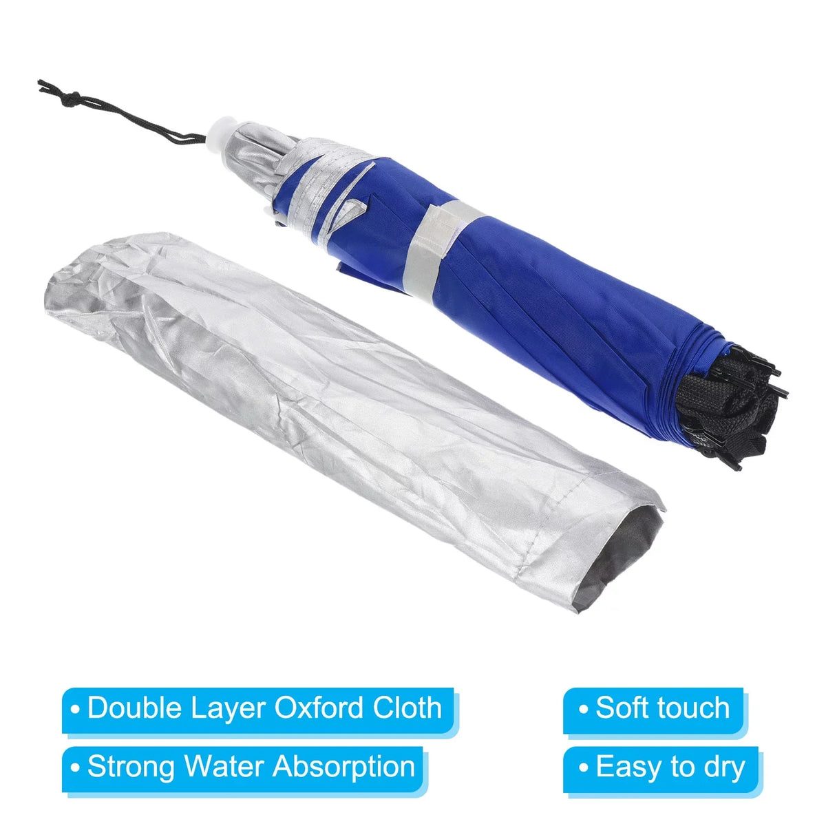 Folding Layer Silver Umbrella Adjustable 37.4" Fabric Sun Strip, Cap with OD Rain Oxford Hat, Uxcell Double