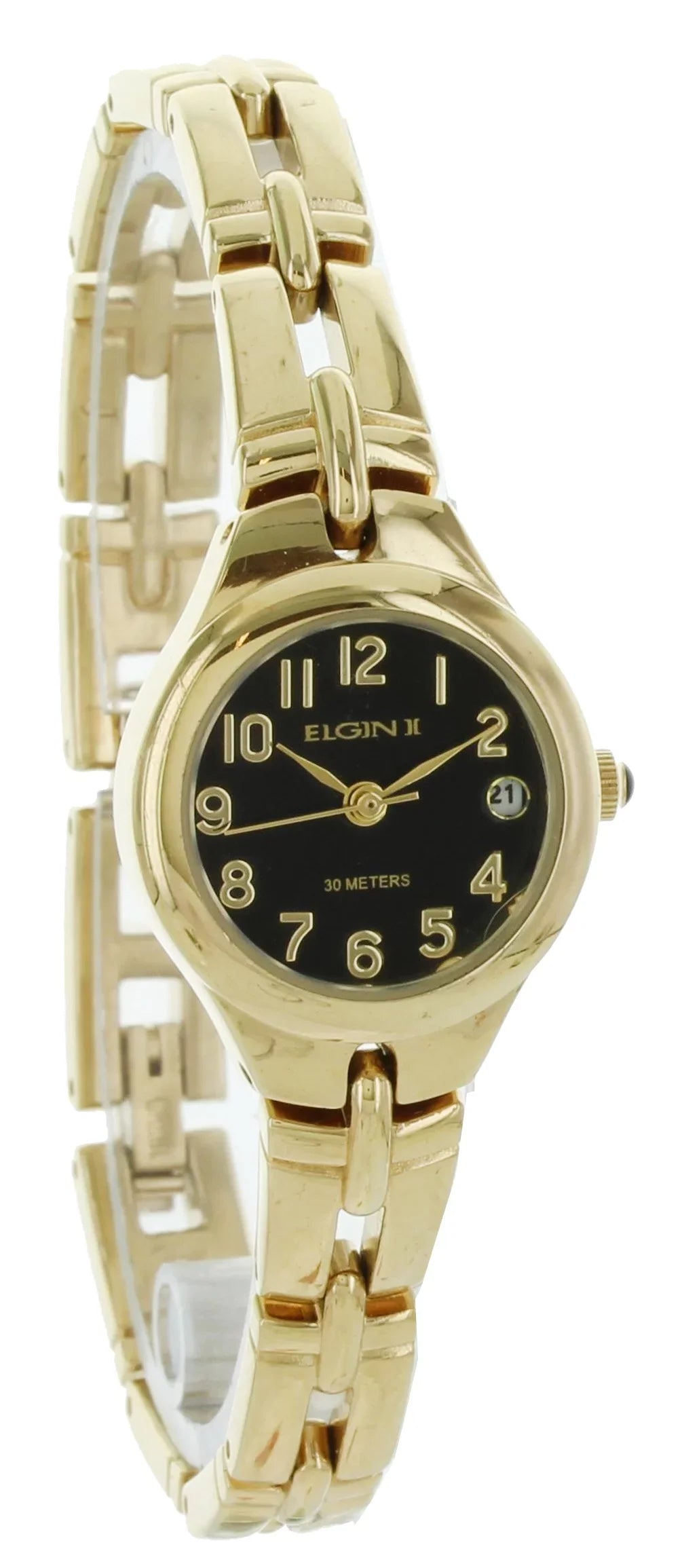 Date design Gold Women's Round Watch Analog Elgin Tone Bracelet