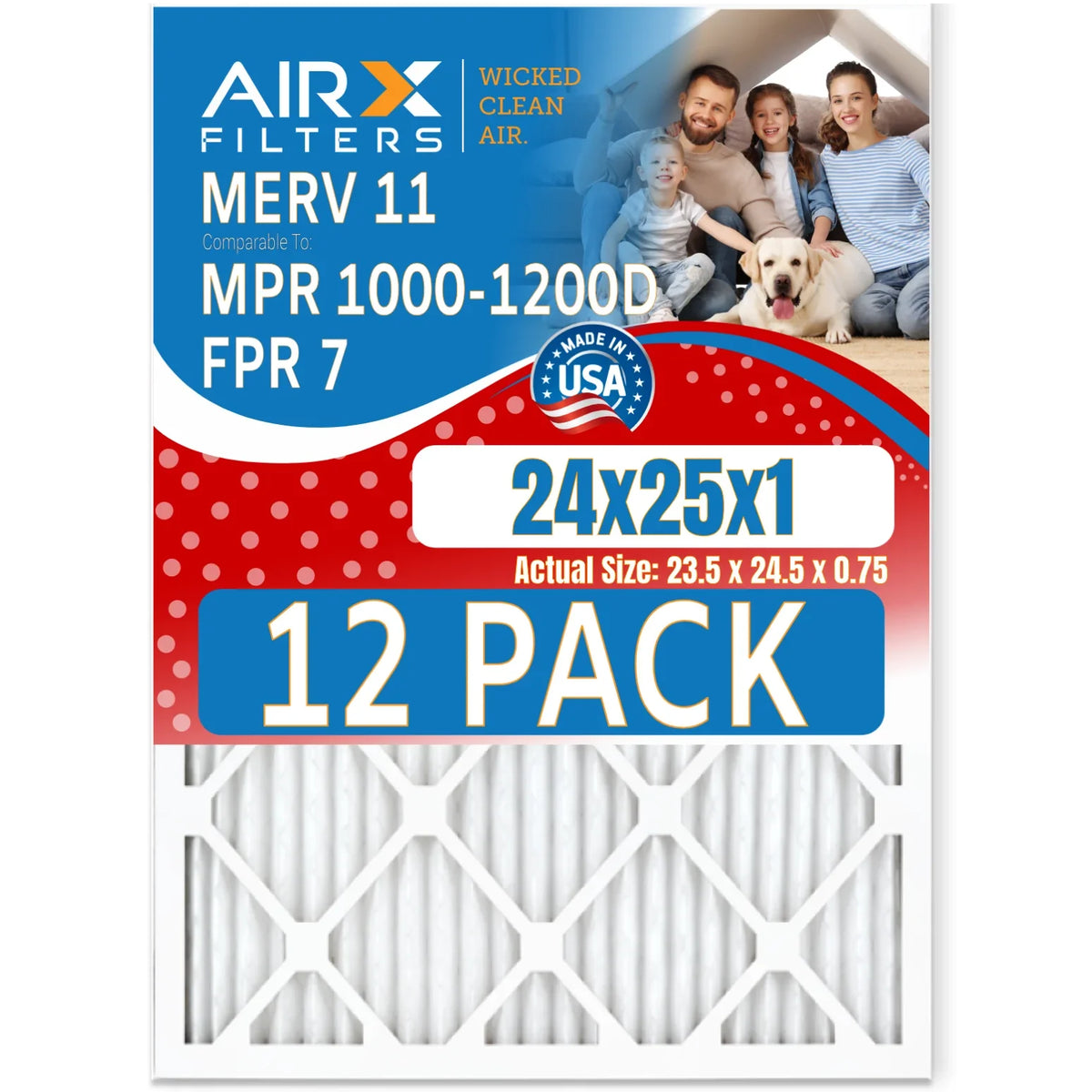 Comparable Filter CLEAN WICKED Filters FILTERS to AIRX Rating, of USA 11 7 1000, - FPR Furnace 12 by MERV Pack MPR AIR. & 24x25x1 MPR Air Made in 1200