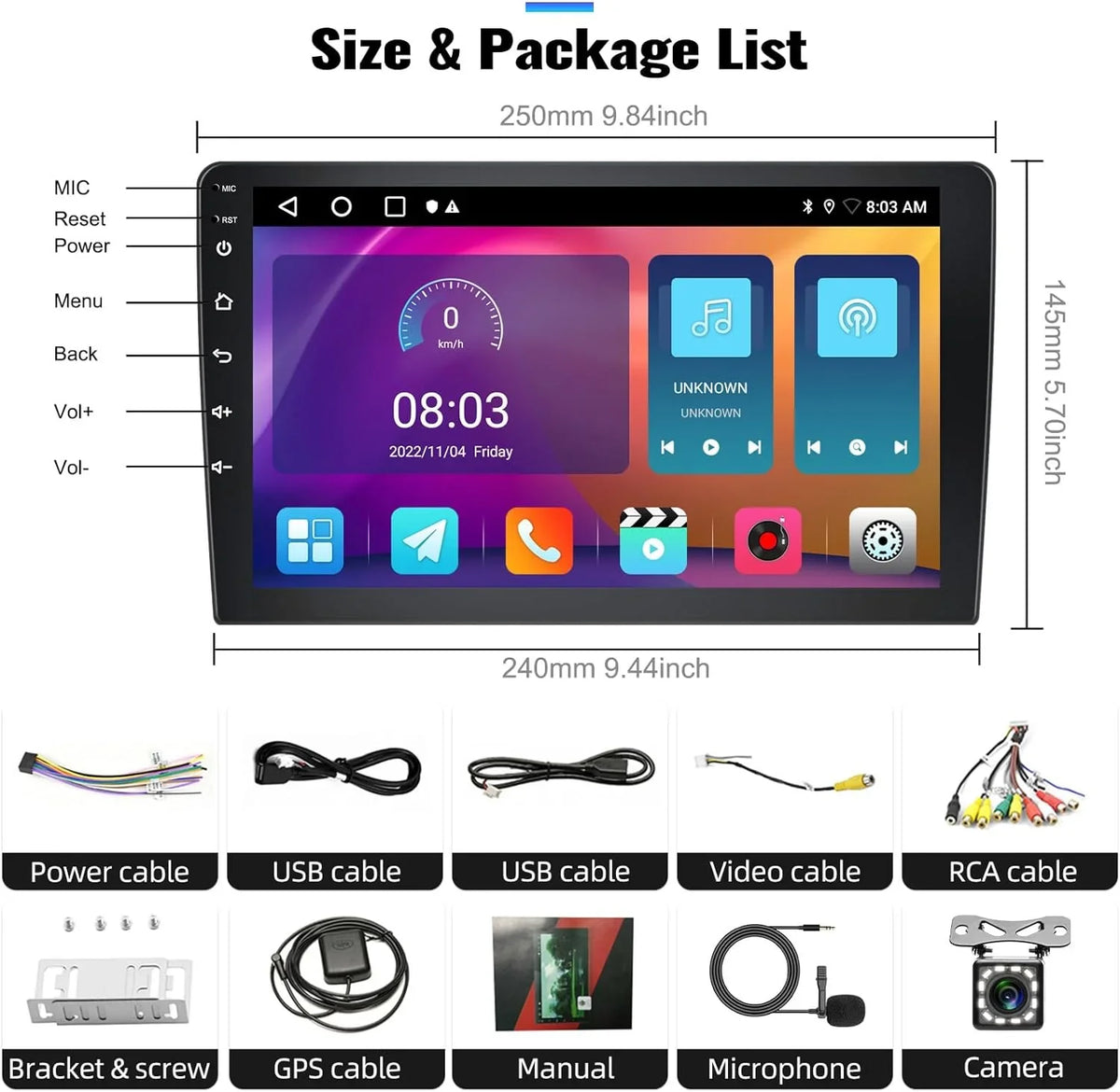 GPS Backup HD Car Support with 1080P Mirror Android Receiver Bluetooth 1+32G Stereo Theme with Change Player Camera inch USB Link 13 Navigation Carplay,10.1 Radio WiFi FM Touchscreen