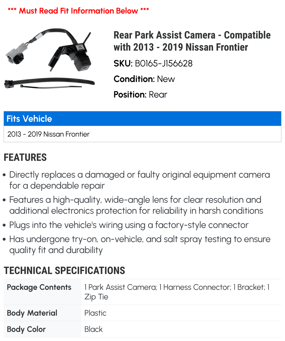2019 - 2017 - Frontier 2018 with 2015 Rear Compatible Nissan 2014 2013 2016 Camera Assist Park