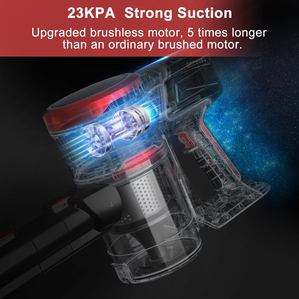 Stick Motor Vacuum Cleaner Hard for 23KPA Carpet, Brushless K17 Floor, Cordless