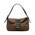 Bucket Brown Women's Bag 8BR003 Pre-Owned Canvas Zucchino Shoulder Mamma (Fair) FENDI Leather