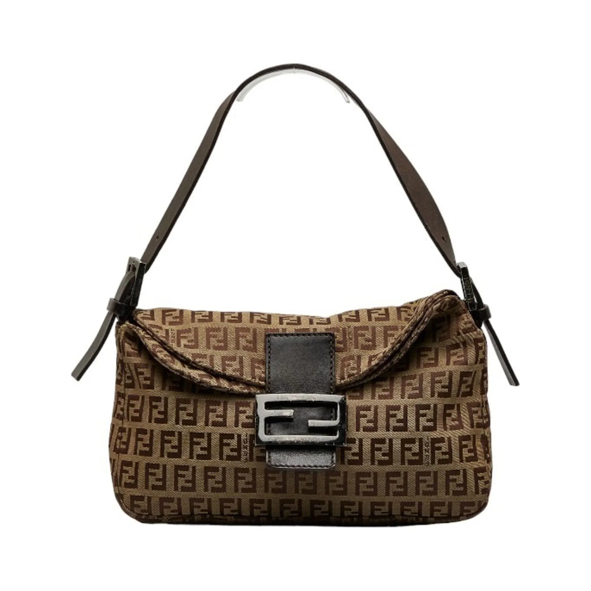 Bucket Brown Women's Bag 8BR003 Pre-Owned Canvas Zucchino Shoulder Mamma (Fair) FENDI Leather