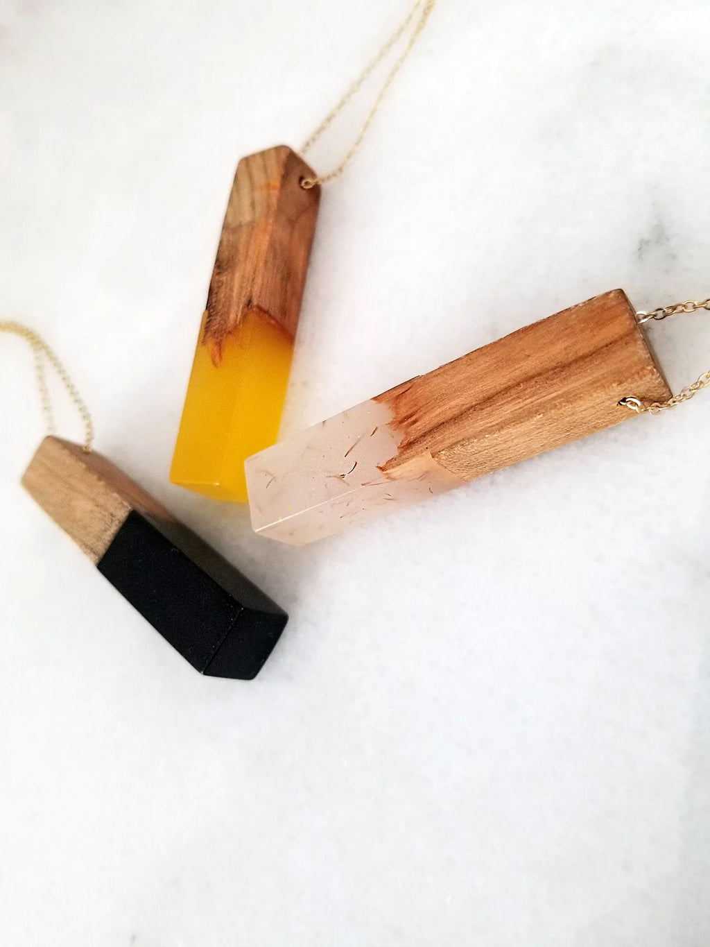Wooden Gift | Bar Resin for Blue Boutique Wood Vertical Box Necklace Anniversary Inc Pendant Women Yellow