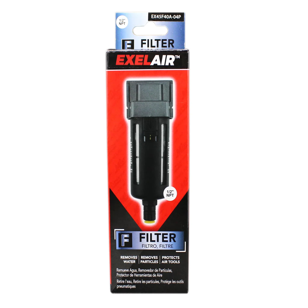Milton EXELAIR™ Polycarbonate 1/2" - - by Air Float/Overnight (EX45F40A-04P) NPT Bowl, FRL Automatic Filter