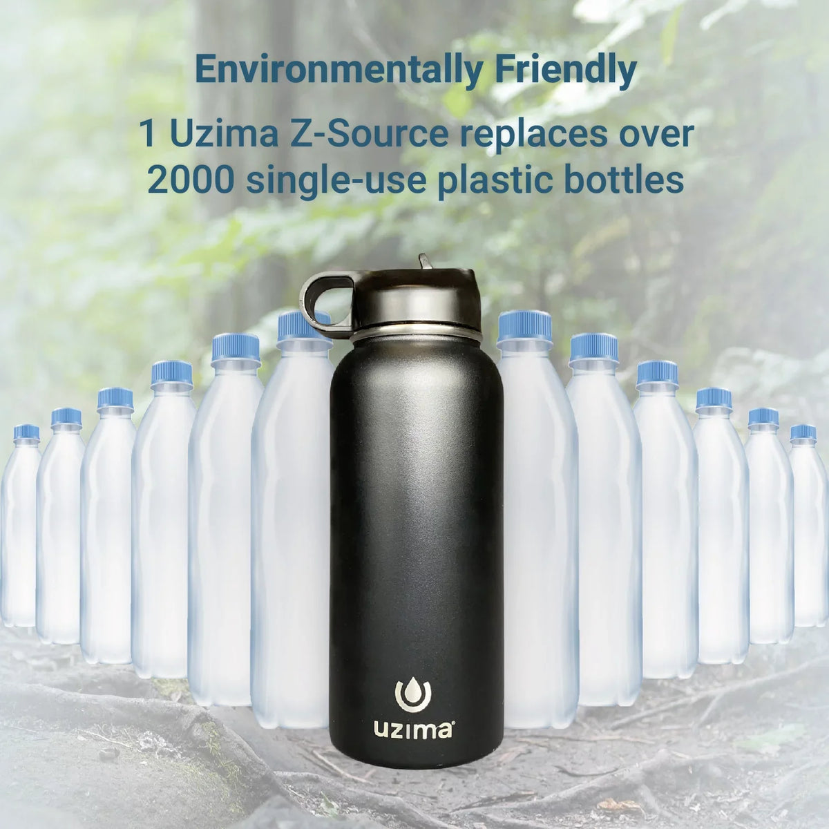 and with Go. Exterior liquid Z-Source Capacity Uzima Steel Double-Walled liquid Bottle for - Purification Large Filtered Hiking, Camping, 32oz Stainless Backpacking, the .(Light Blue) on Travel.