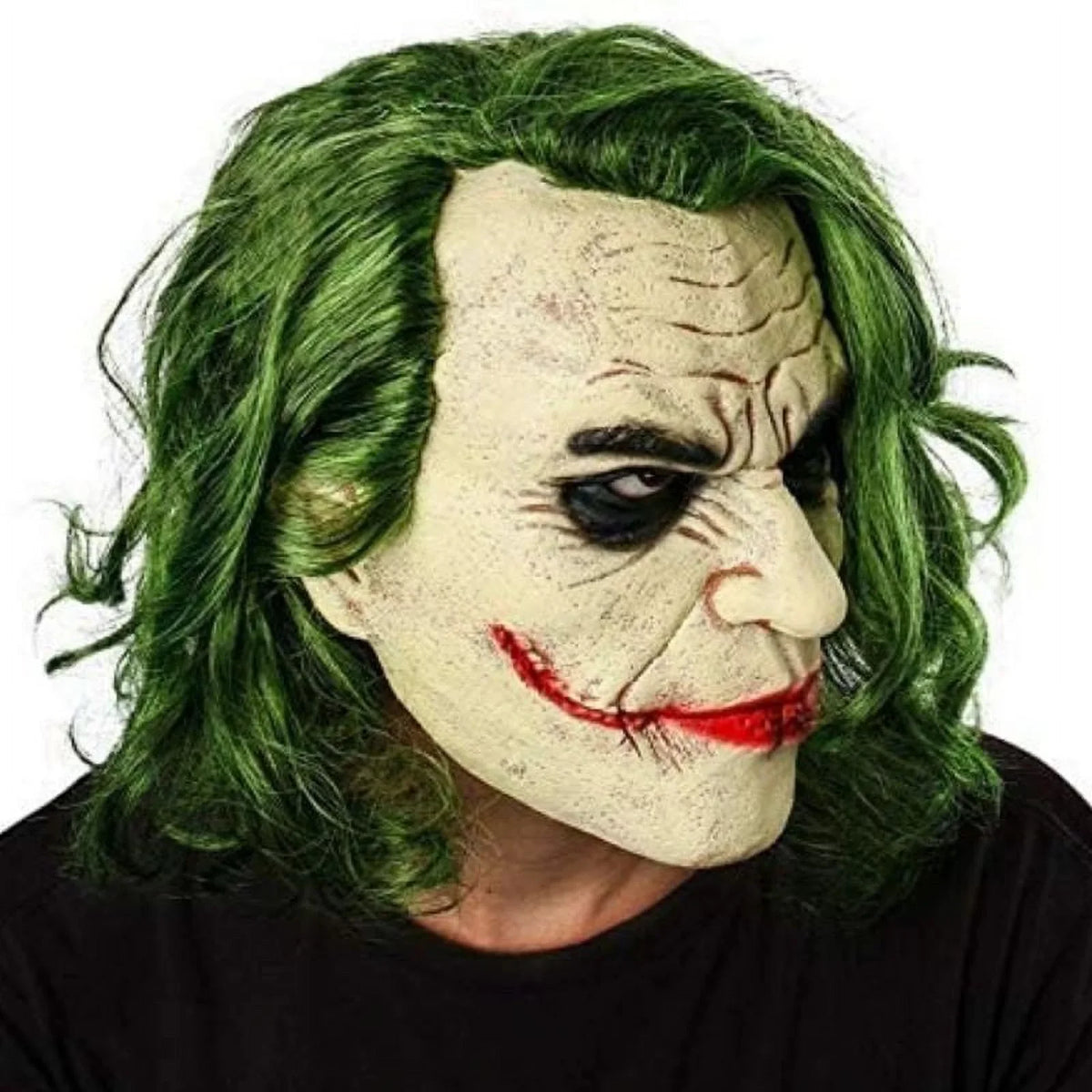 Adult Joker Vinyl Masks Mask Full with Green Hair Accessory Lelaffet Head