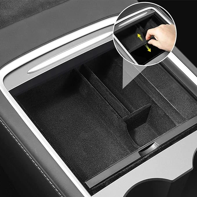 ABS Box XTAUTO Armrest Accessories 2023 Tesla Interior Model 2022 Parts Organizer Liner Fit Console Y Storage Model Flocked 3 Center Tesla fabric Model 3/Y Drawer for 2021 Tray Container Cubby