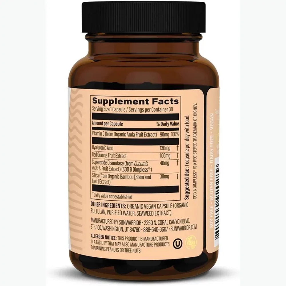 Ct | Cellulite C Supplements Sunwarrior Vitamin Vegan Smooth Care Care Skin 30 Capsules, Acid with Hyaluronic