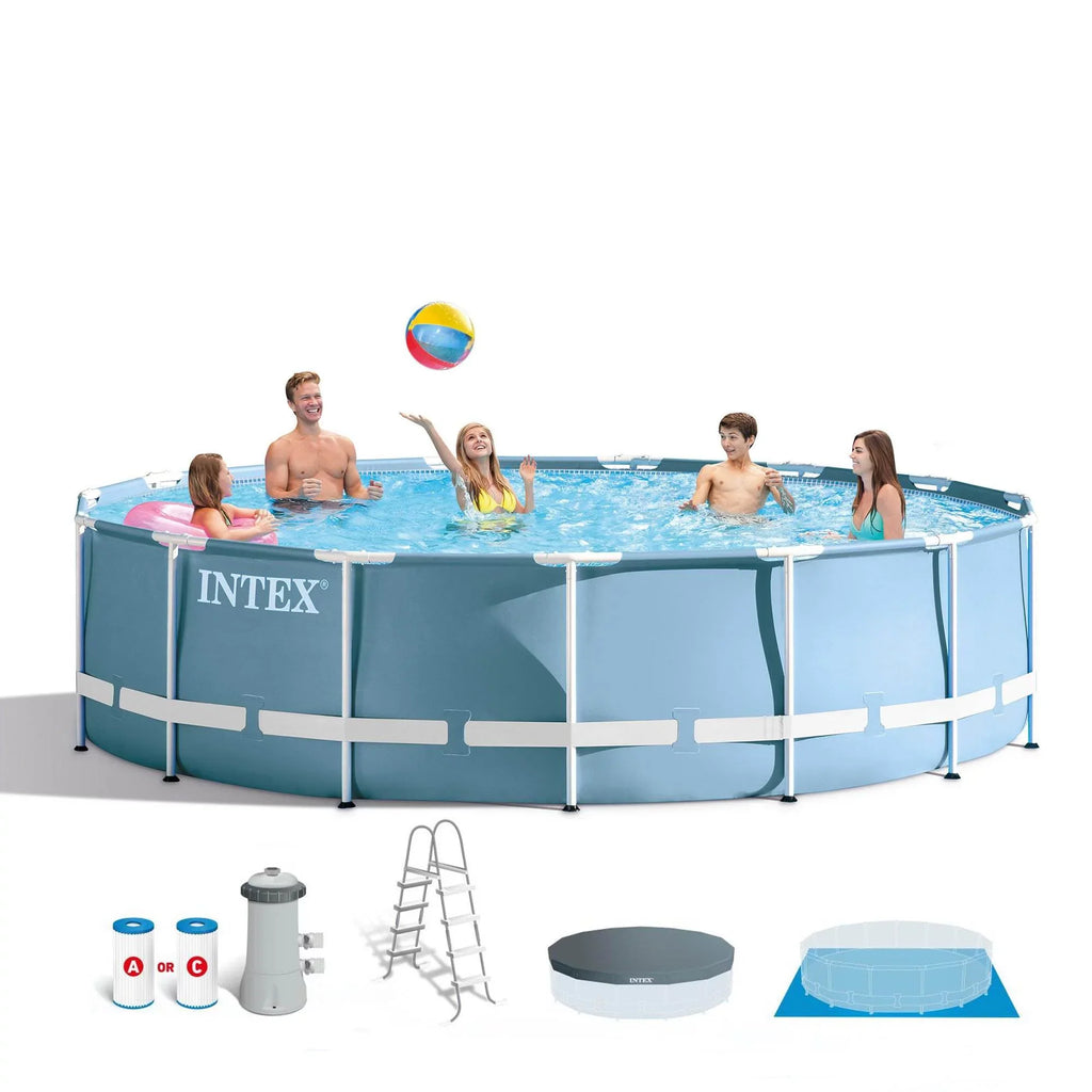 15 48 Ladder, (Used) Pump Pool Set Intex & Frame with Inches x Prism Cover, Feet