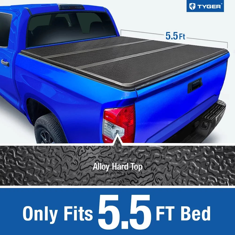 Truck 5.5' Alloy Cover Bed T5 with | Bed Hardtop 2014-2021 | Auto | Compatible Tyger TG-BC5T3432 Tonneau Aluminum Tundra