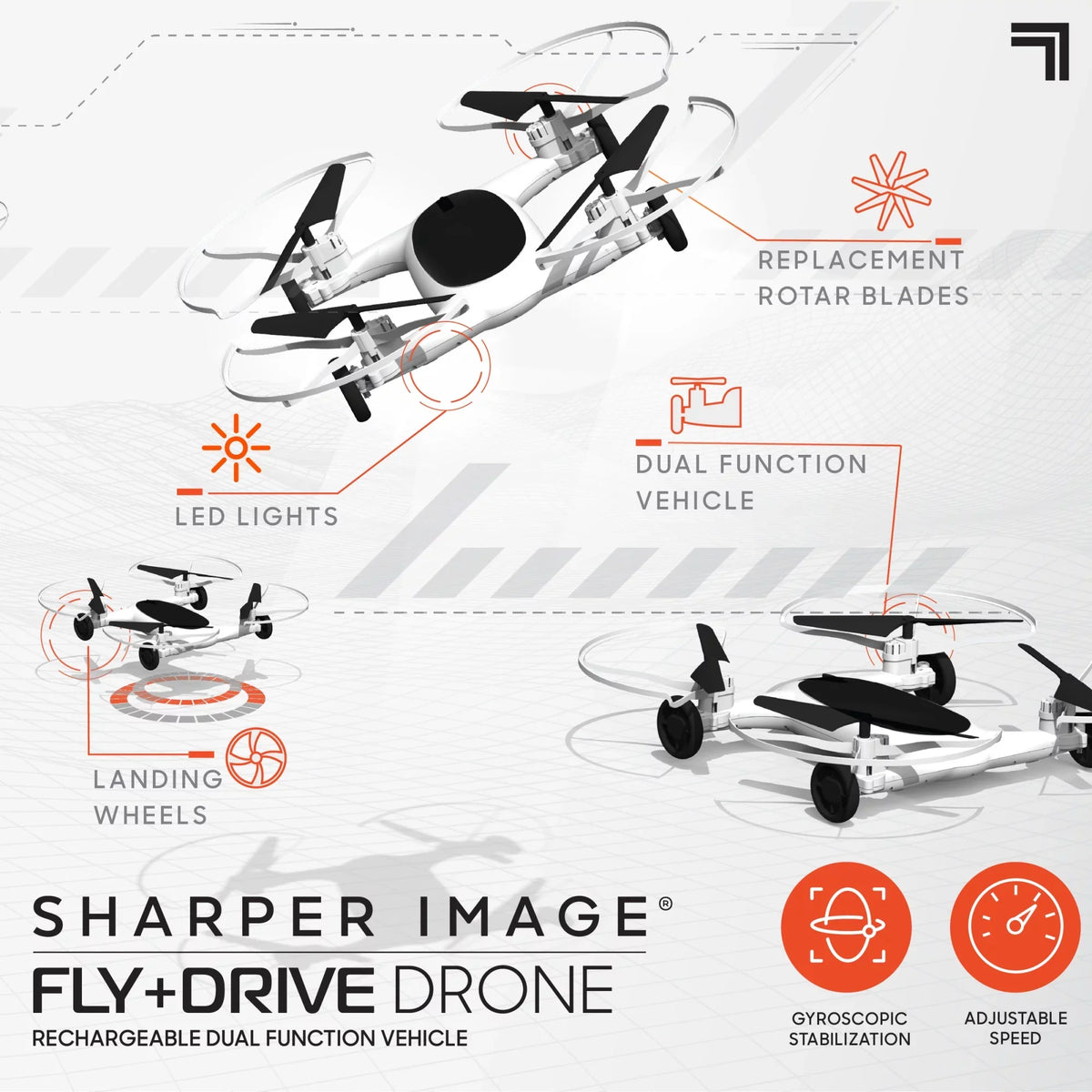 Range Altitude, and Drone IMAGE Max 5in Drive Rechargeable 215ft 250ft Long Fly + RC, Control Function Dual SHARPER