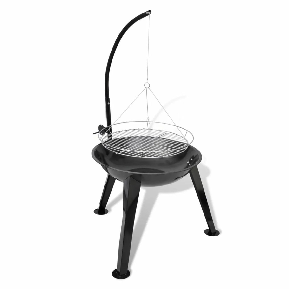 Stand Barbecue Garden, BBQ Dcenta (Diameter Hiking, Steel Party, x Cooking, Camping with Stand Smoking, x Picnic, Inches Hanging for H) 48.4 Patio Grilling, Grill Plate 28.3 Round Charcoal
