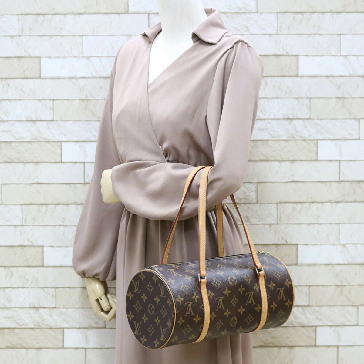 Pre-Owned Bag M51385 Women's (Good) Brown Monogram 30 Canvas Shoulder Papillon