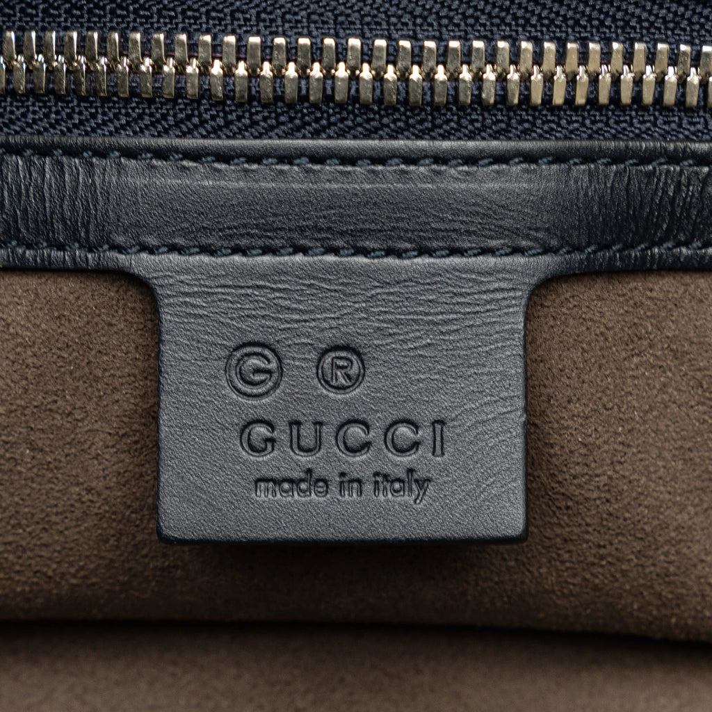 Authenticated Pre-Owned Convertible Unisex Fabric (Good) Soft Canvas GG Tote Blooms Satchel Supreme Blue Coated