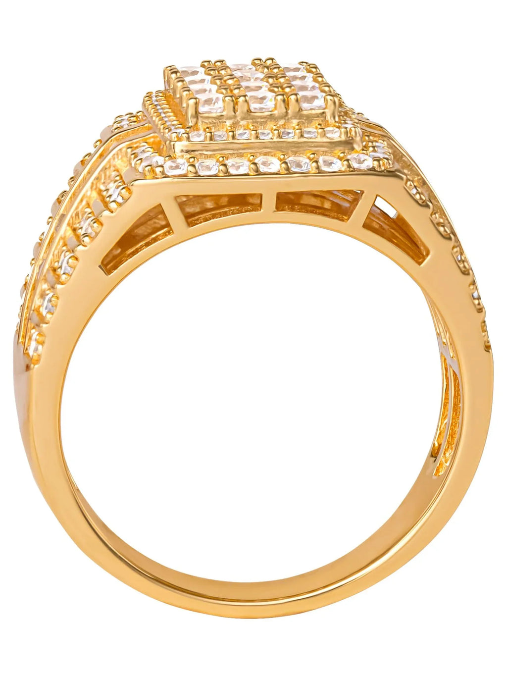 Diamond dimension Silver Men's Shaquille Sterling 10 Yellow Simulated Gold Ring, O'Neal Plated