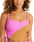 Sanctuary MAPLE PINK AURA Act Top, + Balancing Tankini Medium Cropped Swim US