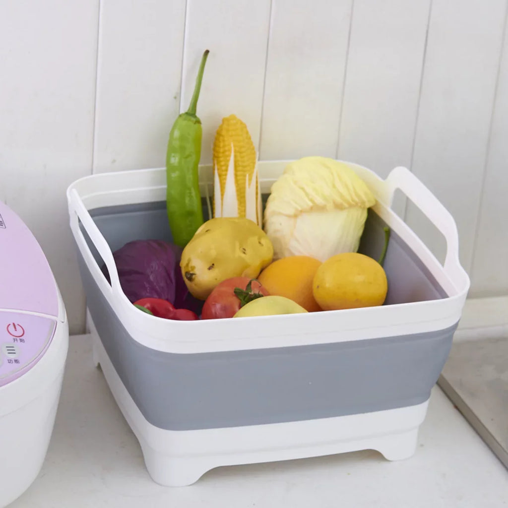 Portable Sink,Folding Basin Plug(Gray) Imoment 2.4 Dish Tub Tub,Washing Collapsible with Gal(9L) Laundry Draining