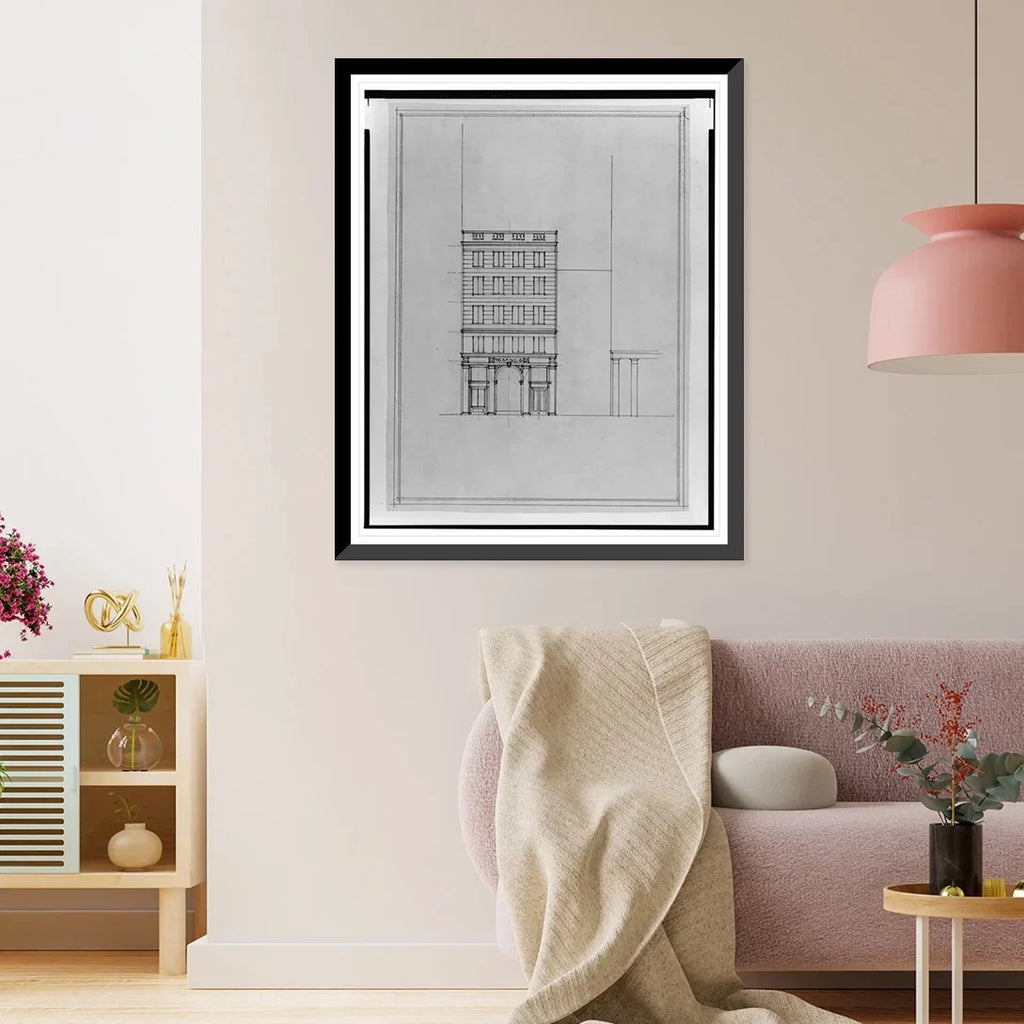 Historic x Framed 17-7/8" (lots and N.W. square buildings Saul, 2, Front 15th 218), Print, D.C. - elevation] office 21-7/8" McPherson [Two B.F. 10, for Street, 69 Washington, Square,