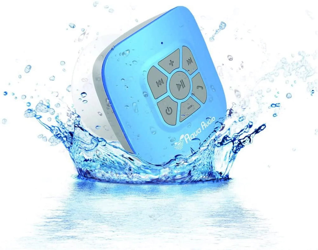 with (blue) cup bluetooth waterproof aquaaudio speaker cubo strong built-in suction & mic wireless