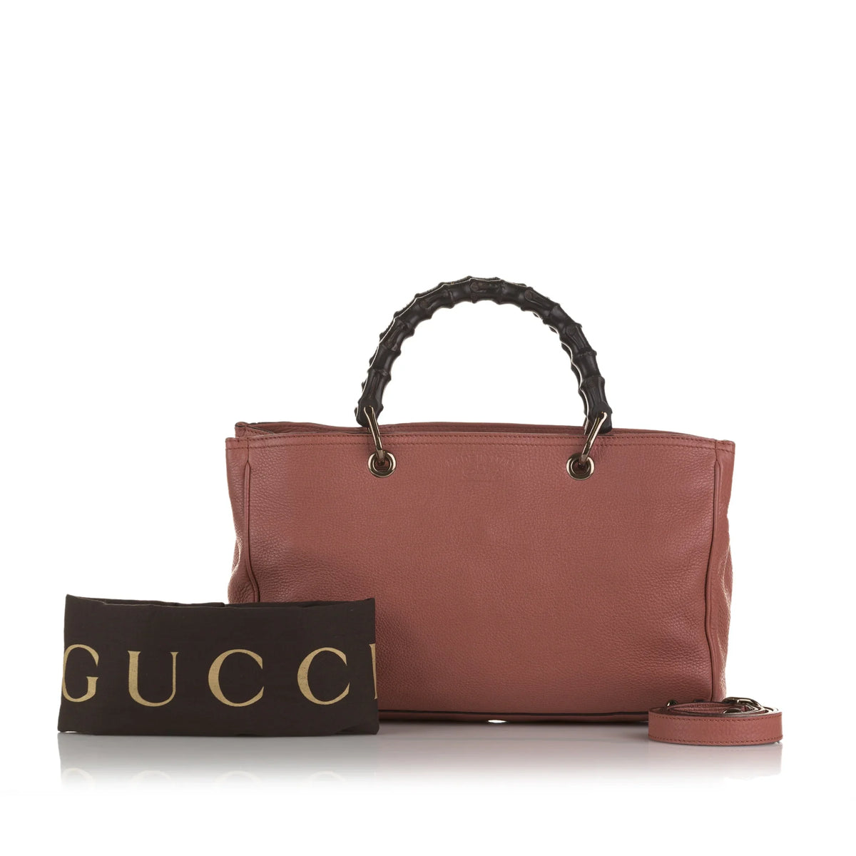 Satchel Pink Unisex Pre-Owned Shopper Bamboo Authenticated Calf Leather (Fair)