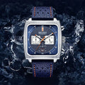 Display Watch Men's Date MEGIR Leather - Watch KingFurt Dial Square Waterproof Blue Luminous, Quartz -