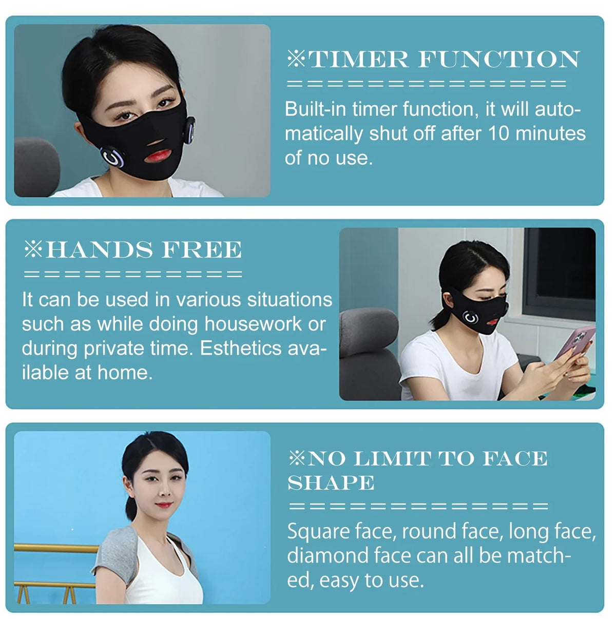 Silicon Face Face Electric Device, V Massager, Lifting Facial Mask Facial Micro-current Mask, EMS DEMUXI Thin