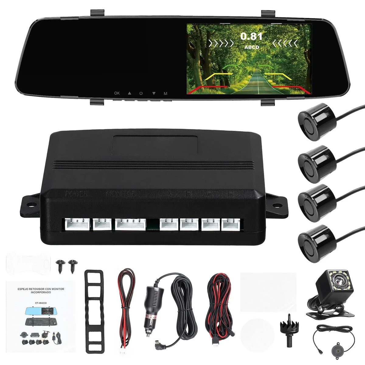 1080P Camera,Reco Dash Rear Support DVR Dual Rear 4.3 Dash Nebublu Apexeon Camera Camera Radars Cam Reverse Inch Screen Dash